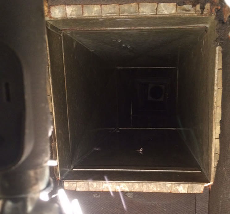 A square duct run after cleaning